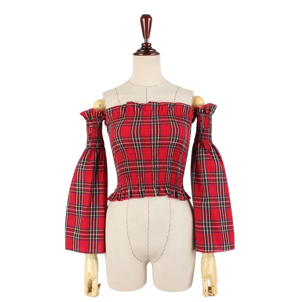 Rue 21 Red Plaid Crop‎ Top - Size: XS